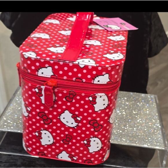 Hello Kitty By Sanrio Bow Logo Vanity Cosmetic Case w/Mirror - Picture 7 of 9